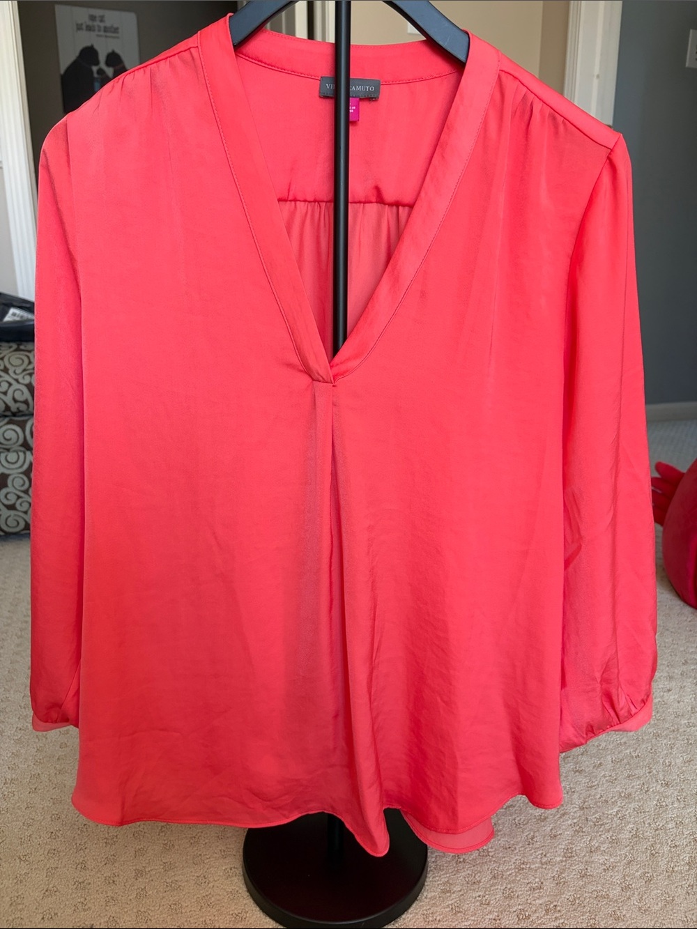 Vince Camuto Coral V-Neck Long-Sleeve Blouse